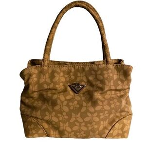 Vintage Bottega Veneta Tan Butterfly Print Nylon Mini Tote